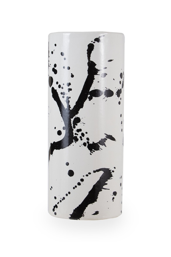Orsina Contemporary Small Black And White Ceramic Vase, Durable Pottery Vase, Easily Maintained Vase For Flowers