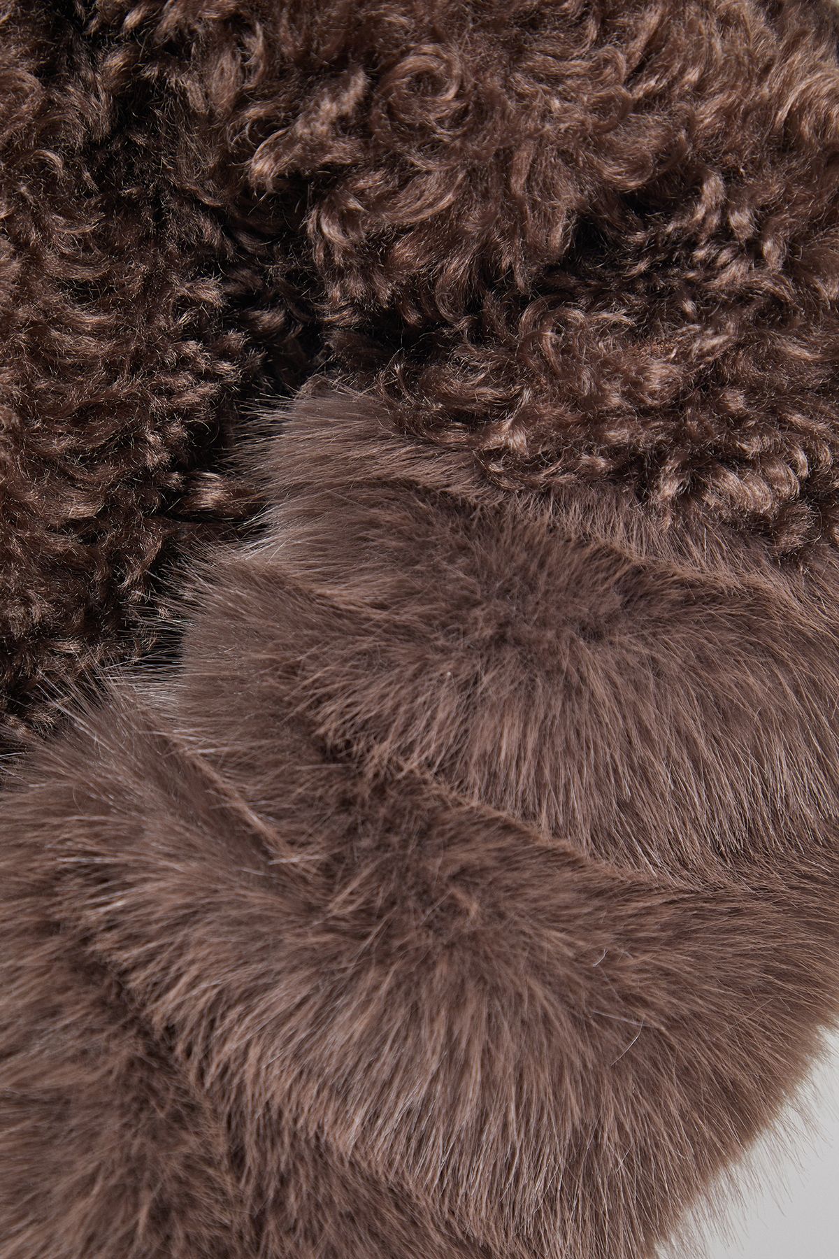 Warehouse Patchwork Fur Midi Coat Chocolate image 5