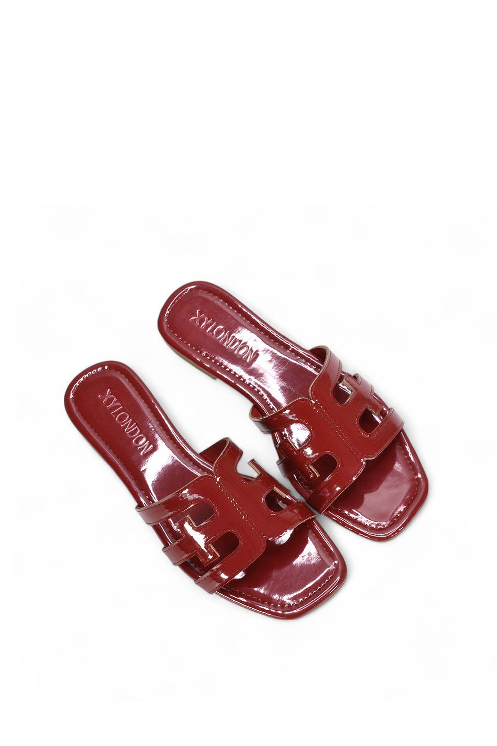 XY London 'Ellie' Square Toe Cut Out Strap Flat Sandal Slides image 5