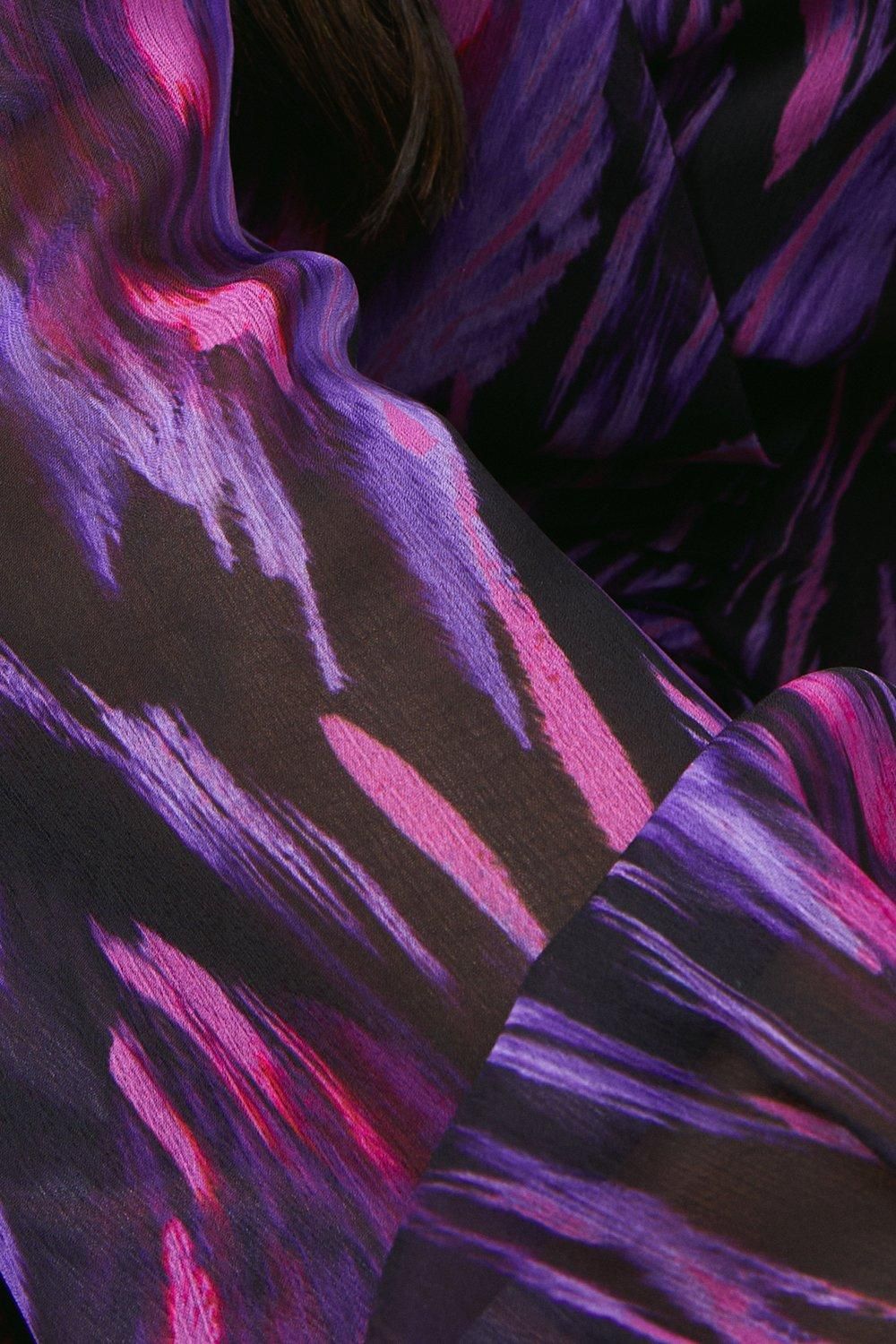 Oasis Occasion Abstract Ruffle Wrap Mini Dress Black image 5