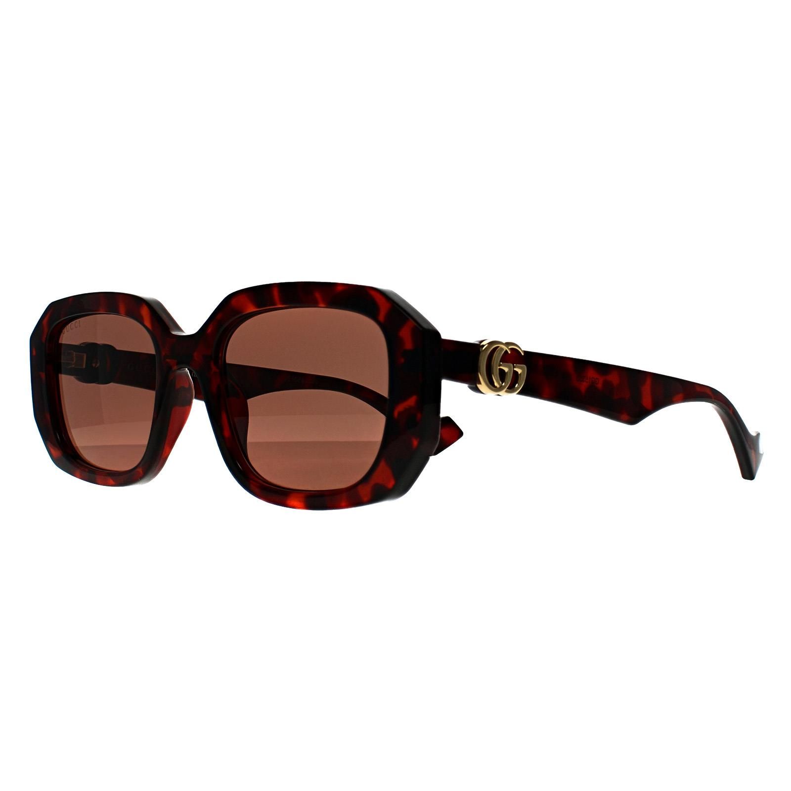 Gucci Rectangle Shiny Dark Havana Brown GG1535S image 2