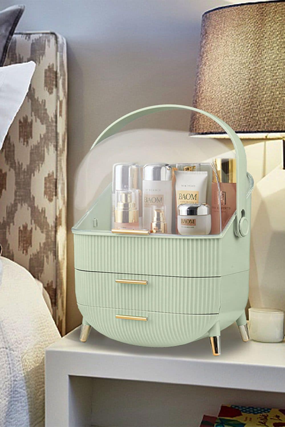 SHEONLY Portable Waterproof Dustproof Bathroom Makeup Organizer and Storage with Lid image 6