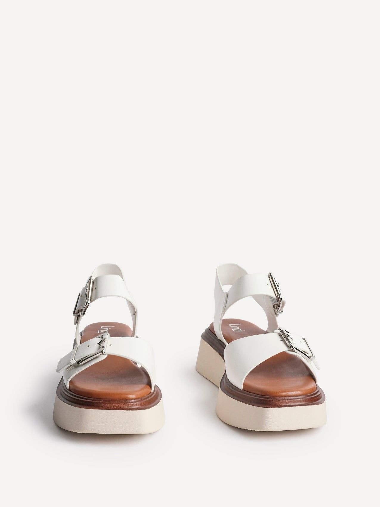Linzi Archive White Faux Leather Flatform Sandals image 3