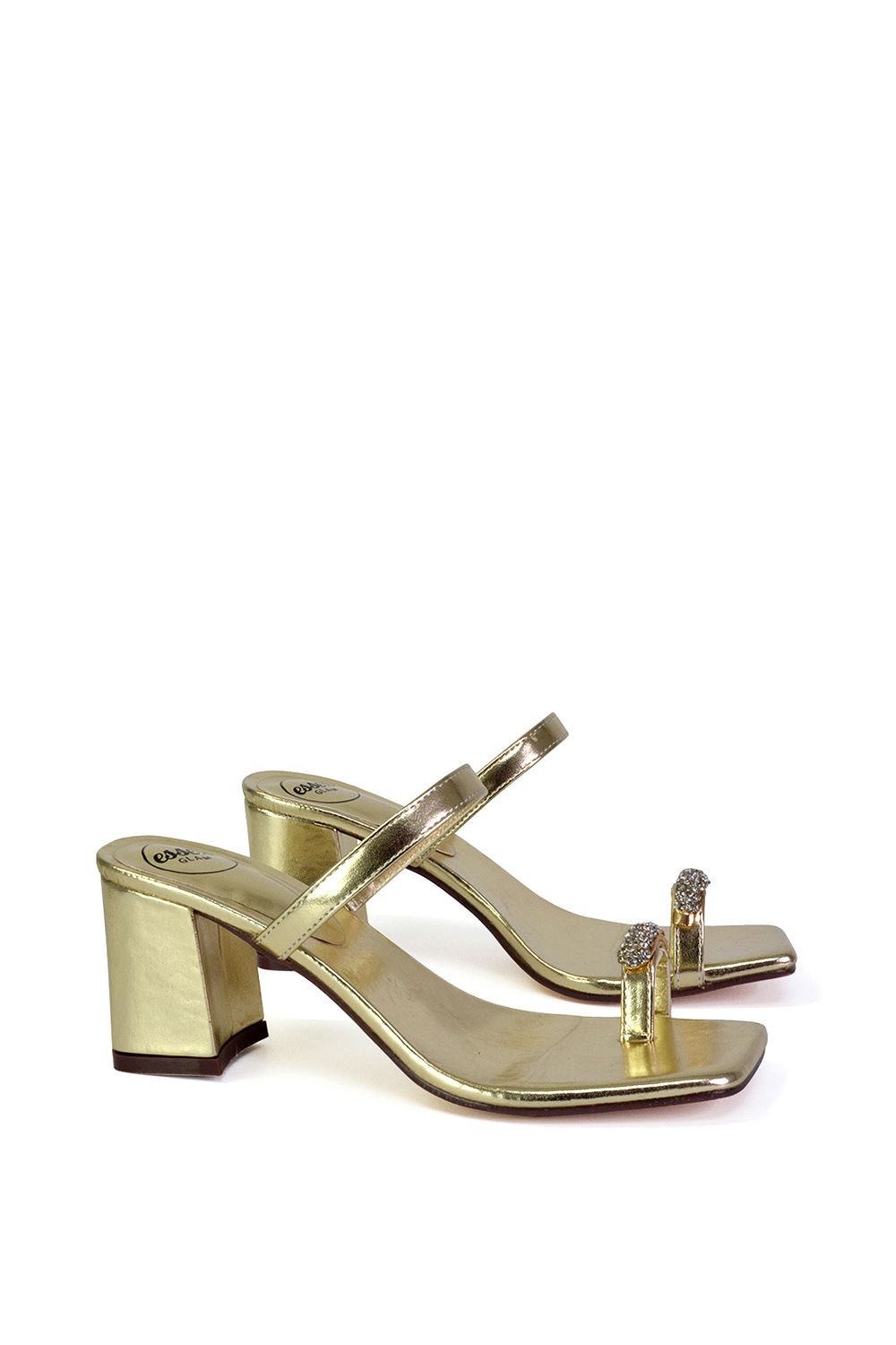 XY London 'Daiquiri' Double Strap Square Toe Ring Block Heel Sandals image 2