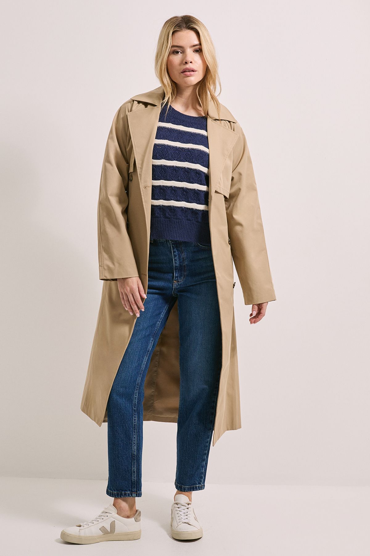 Dorothy Perkins Pointelle Stripe Jumper Navy image 2