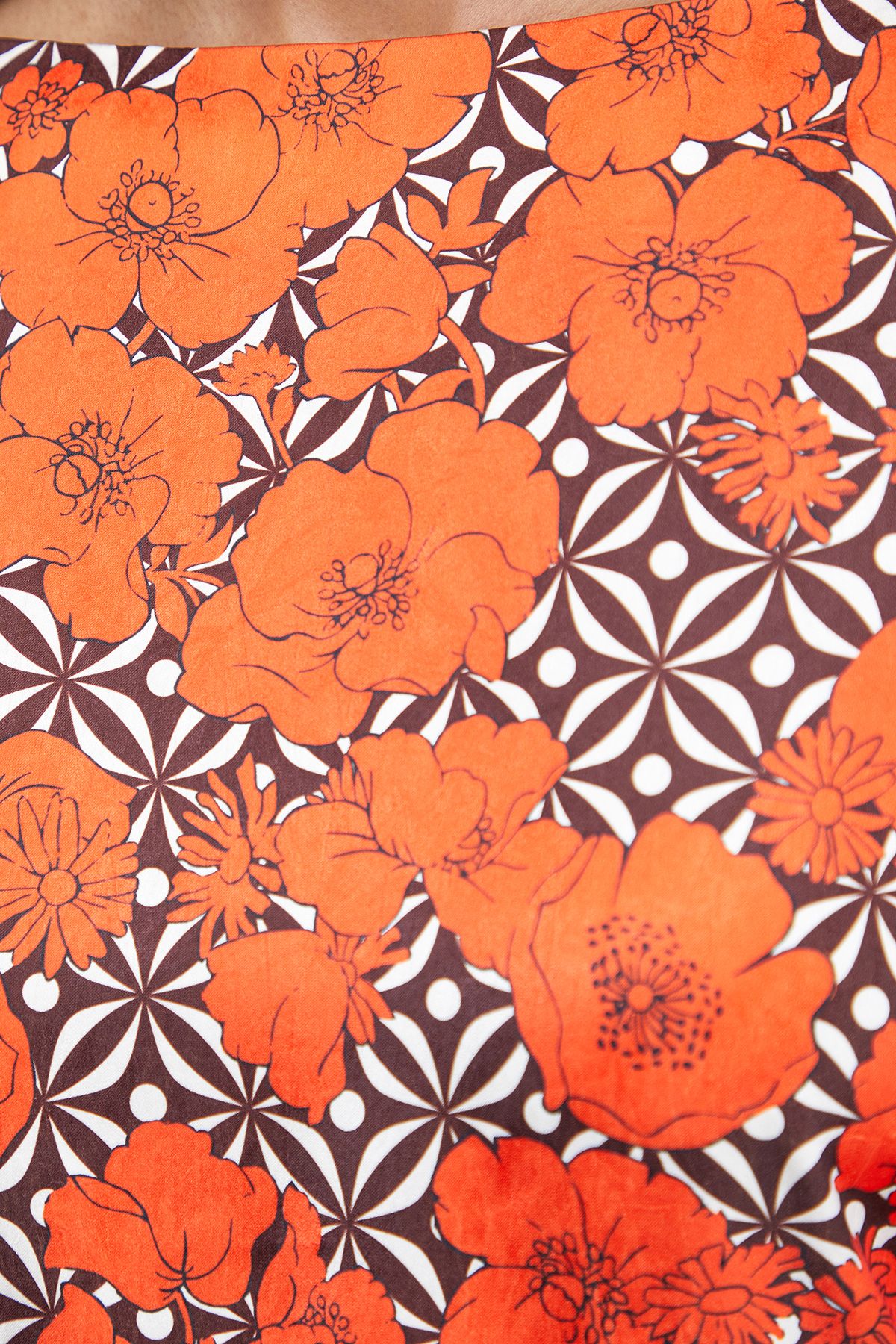 Warehouse Floral Crinkle Satin Bias Button Side Midi Dress Orange image 5