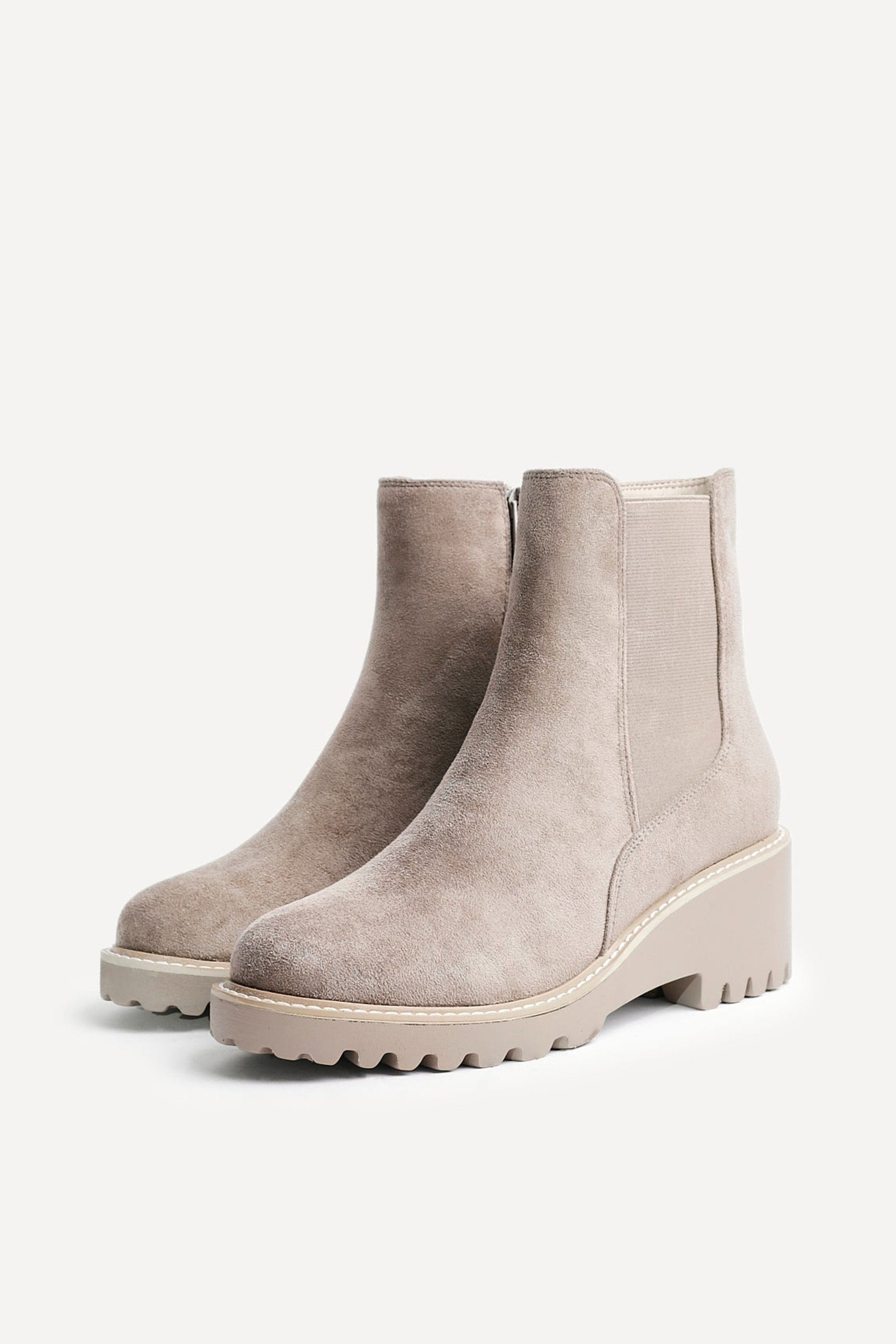 Linzi Attend Taupe Faux Suede Wedged Ankle Boot image 5
