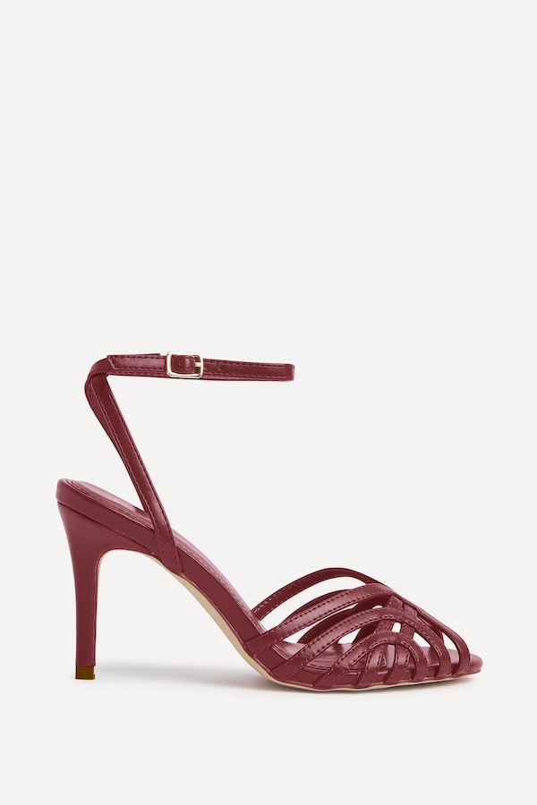 Linzi Eros Burgundy Faux Leather Caged Stiletto Heel