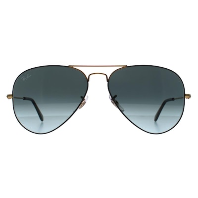 Ray-Ban Aviator Polished Black On Arista Blue Vintage Gradient Black Aviator 3025