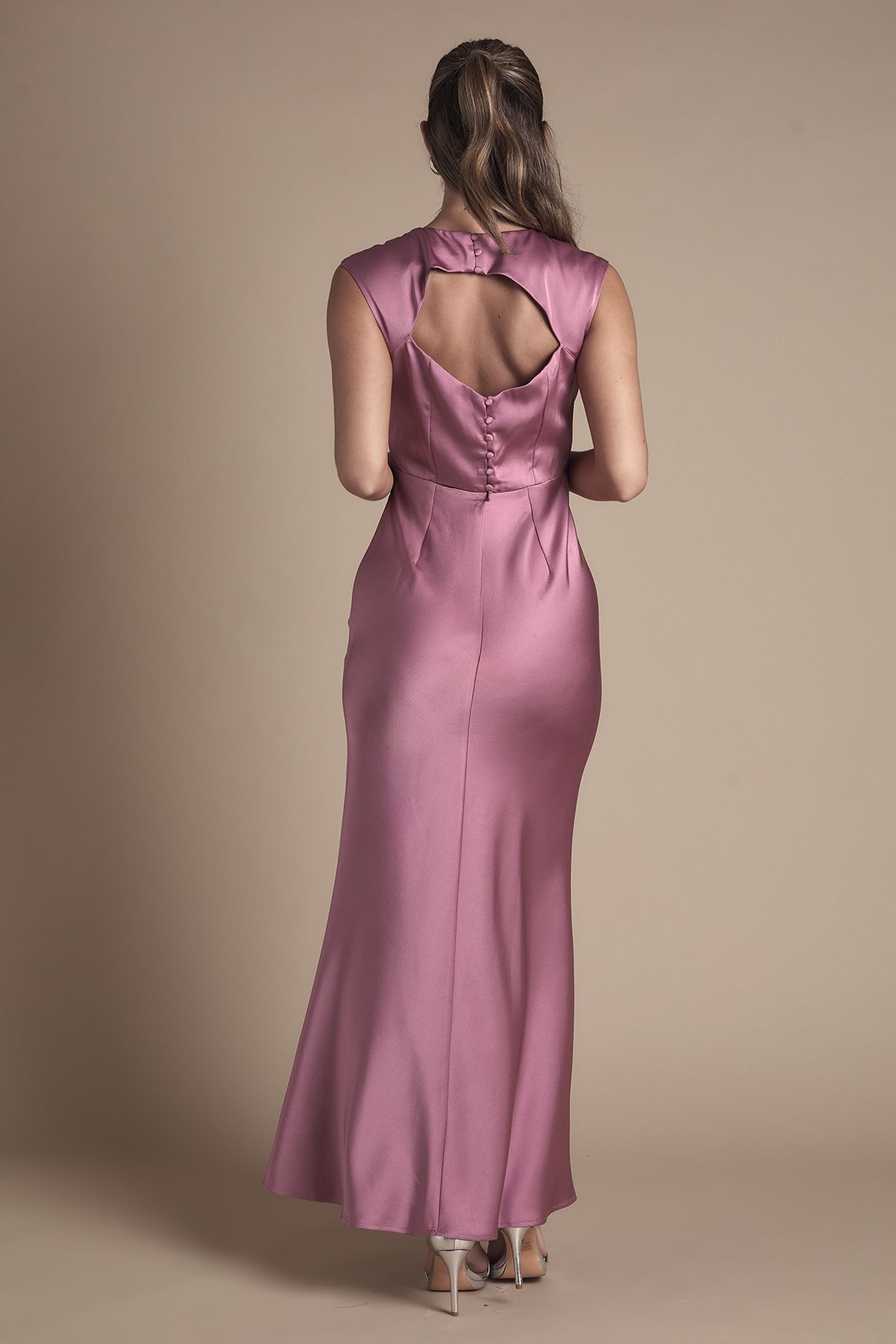 Oasis Satin Open Back Detail Maxi Bridesmaid Dress Rose image 4