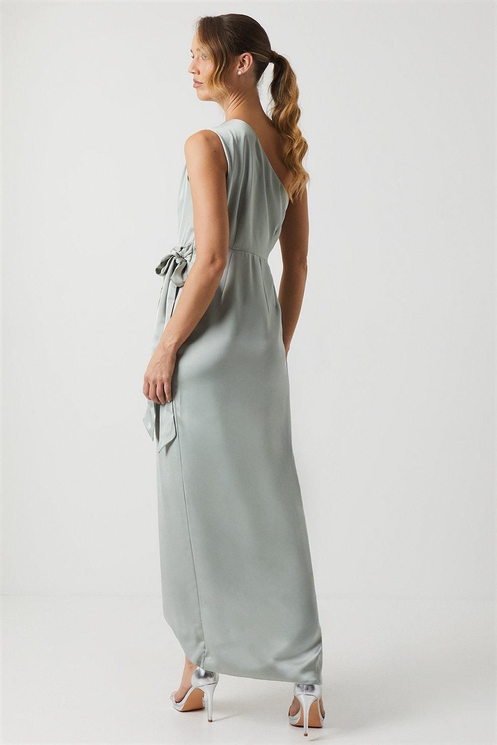 Coast One Shoulder Wrap Satin Bridesmaid Dress Sage image 4