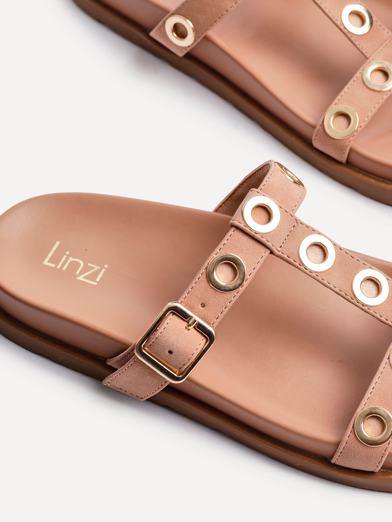 Linzi Notice Dusky Pink Studded Flat Sandals image 4