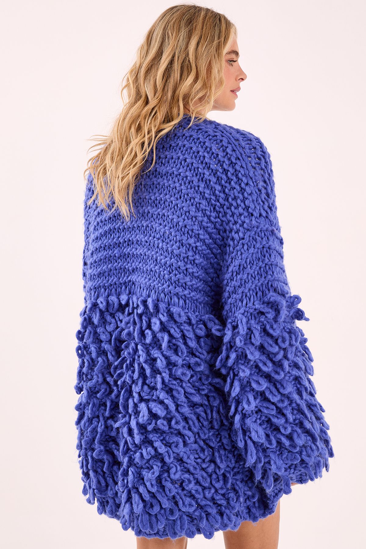 NastyGal Extreme Loopy Cardigan Cobalt image 3