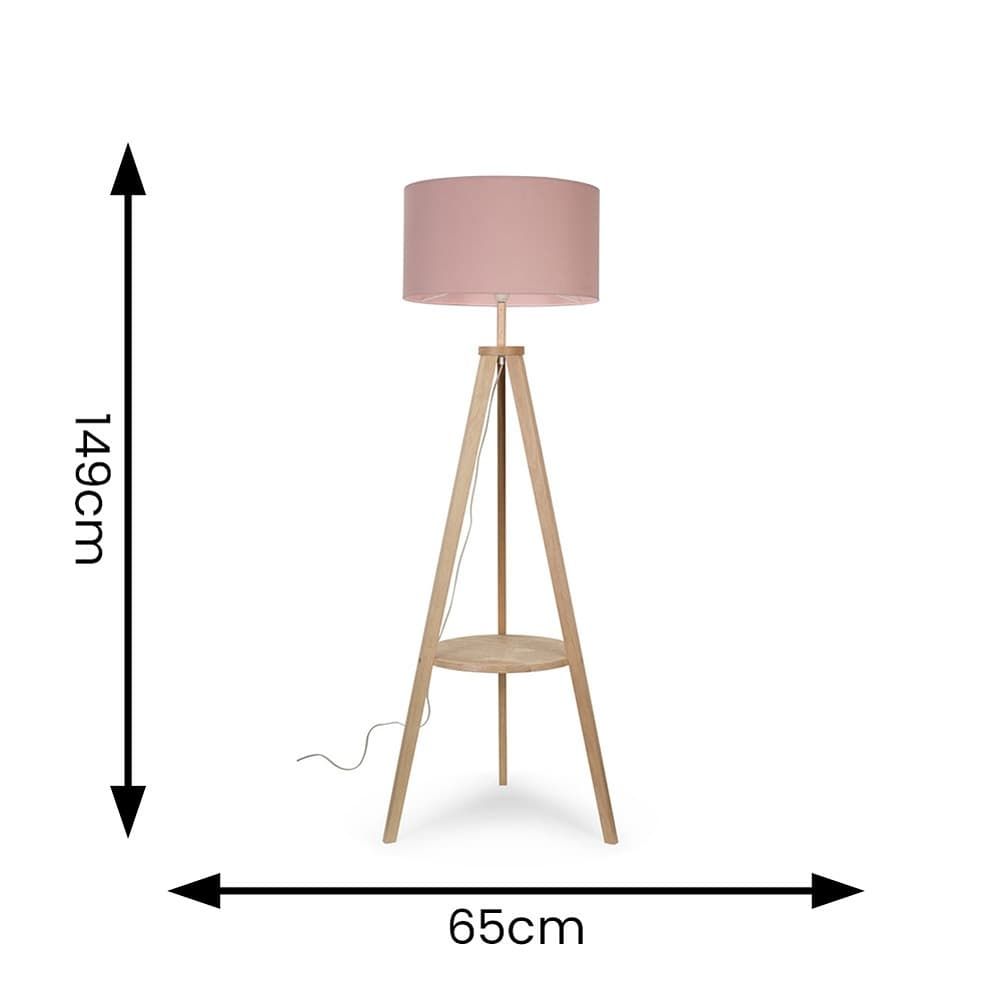 ValueLights Morrigan Natural Wood Tripod Floor Lamp with Fabric Drum Lamp Shade image 7