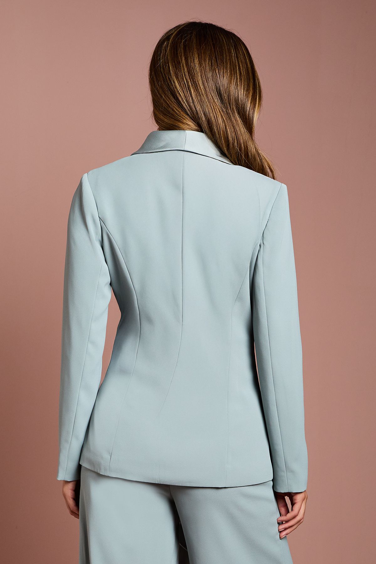 Coast Satin Detail Drape Front Blazer Grey Blue image 4