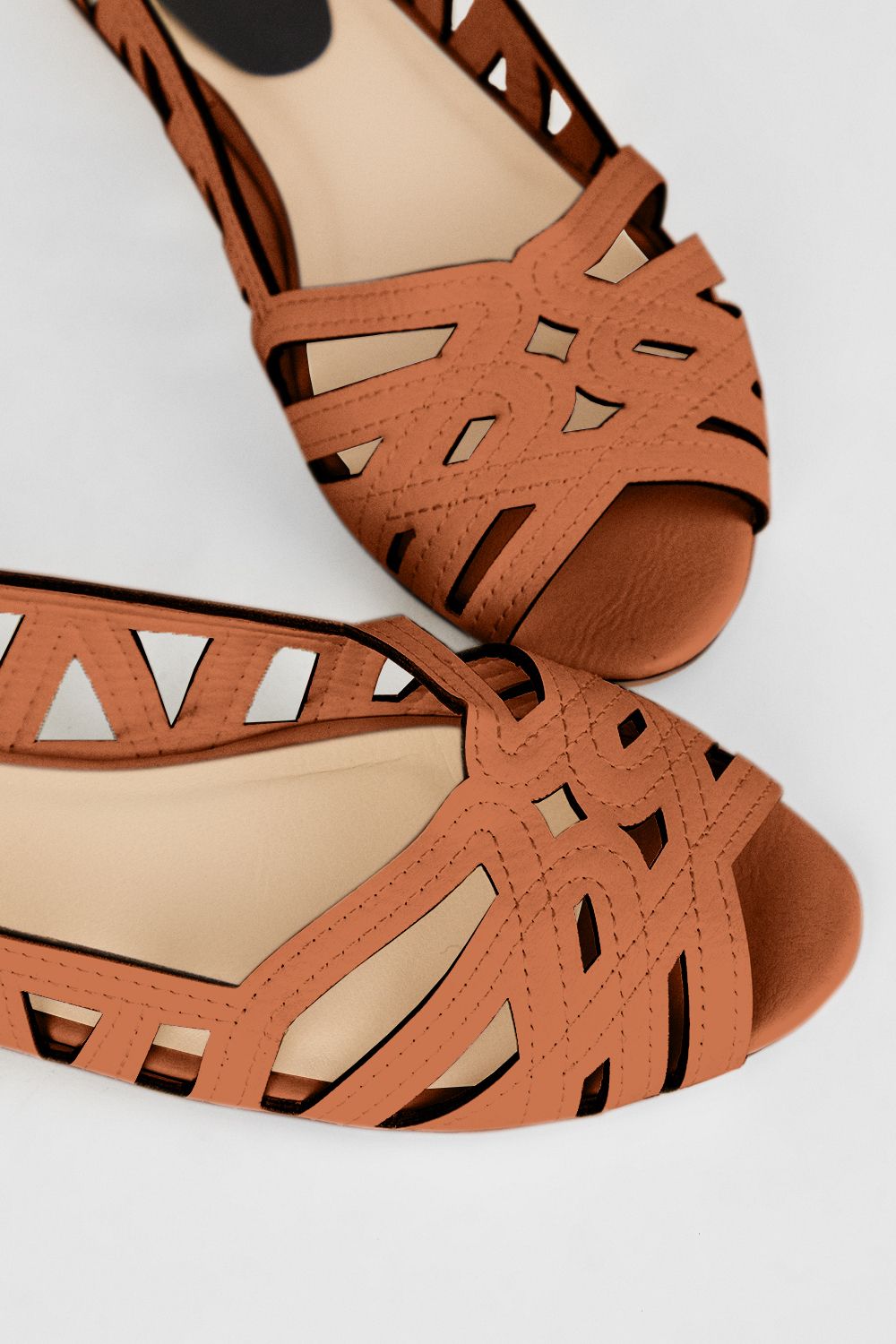 Dorothy Perkins Prim Peep Toe Ballet Pumps Tan image 3