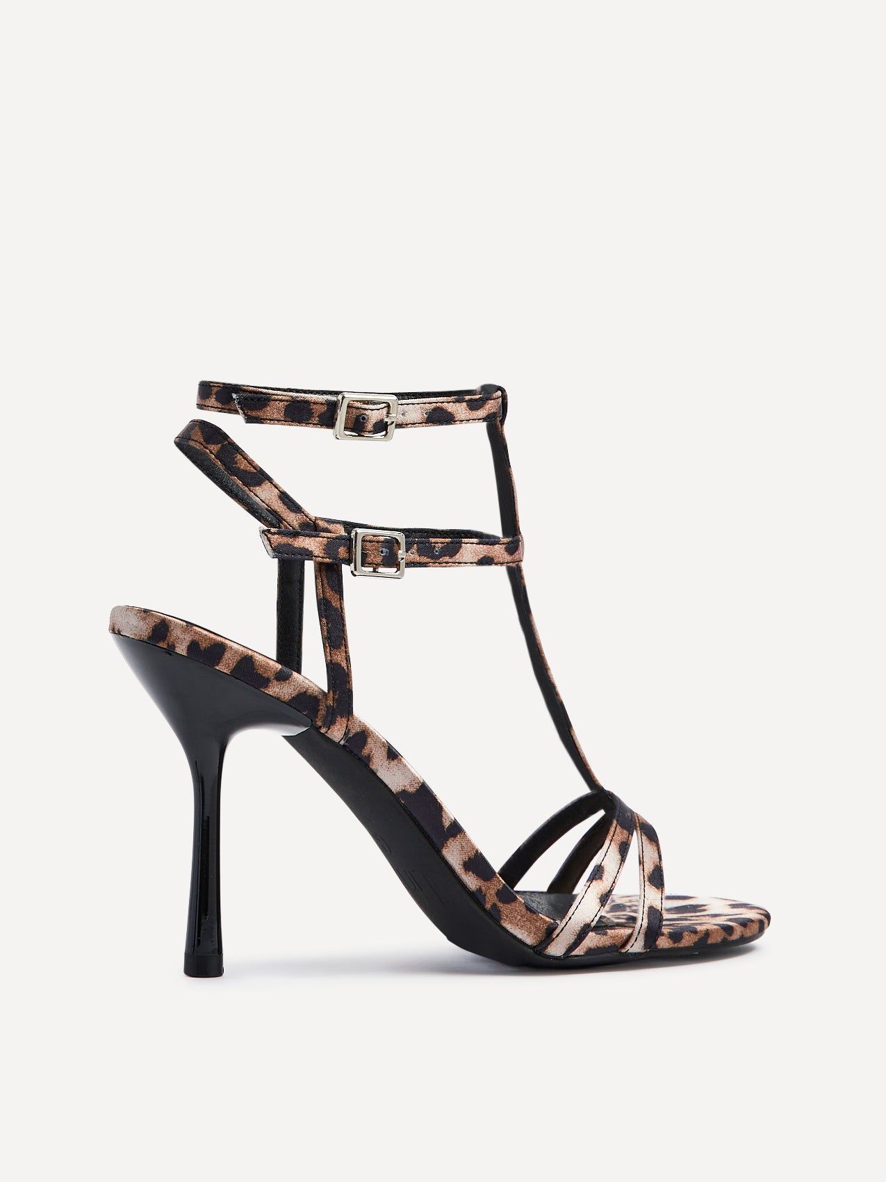 Linzi Jada Leopard Print T-Bar Strappy Stiletto Heels image 4