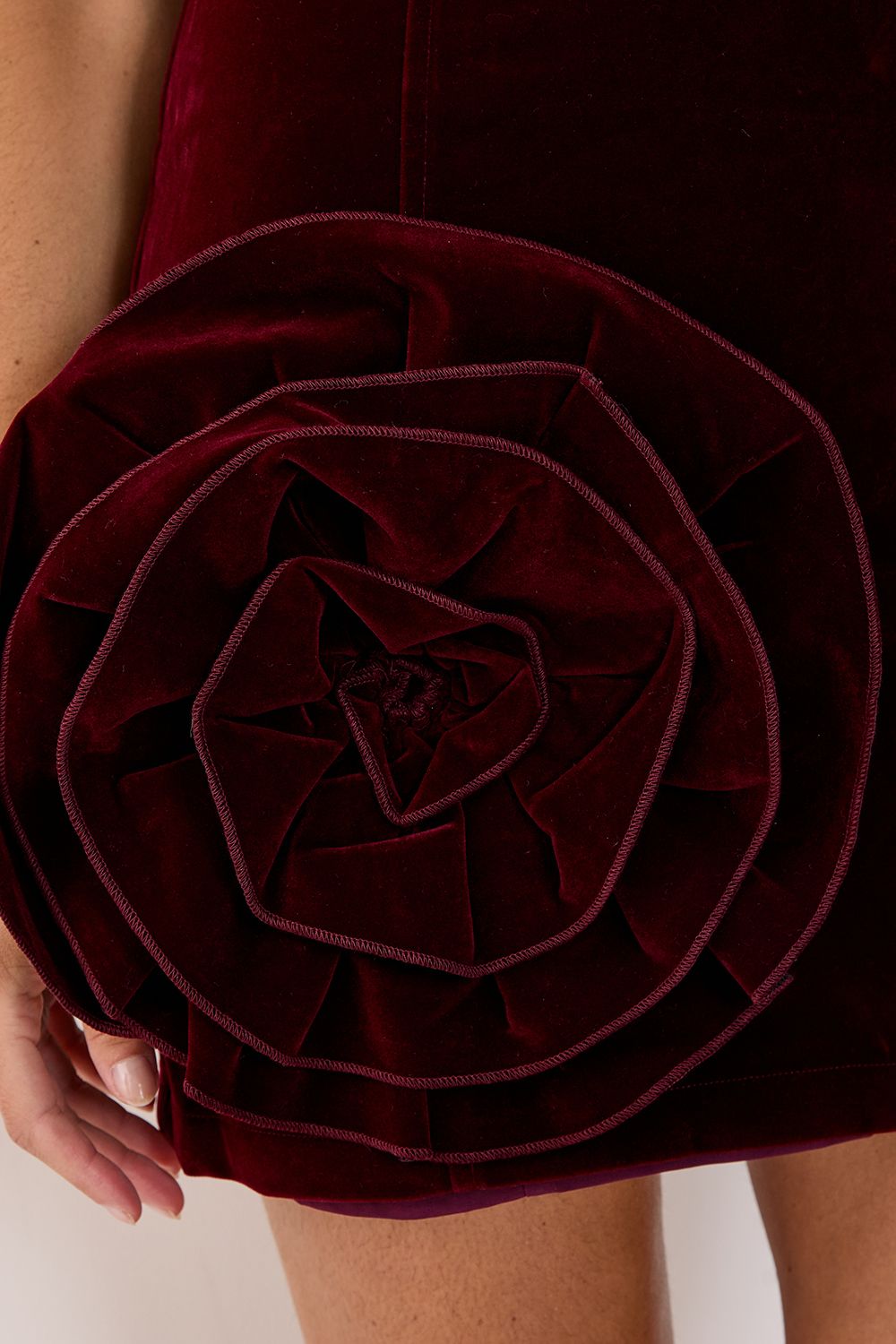 NastyGal Velvet Corsage Halter Mini Dress Burgundy image 4