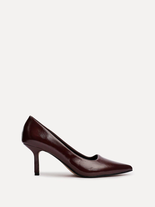 Linzi Kat Burgundy Faux Leather Court Heels