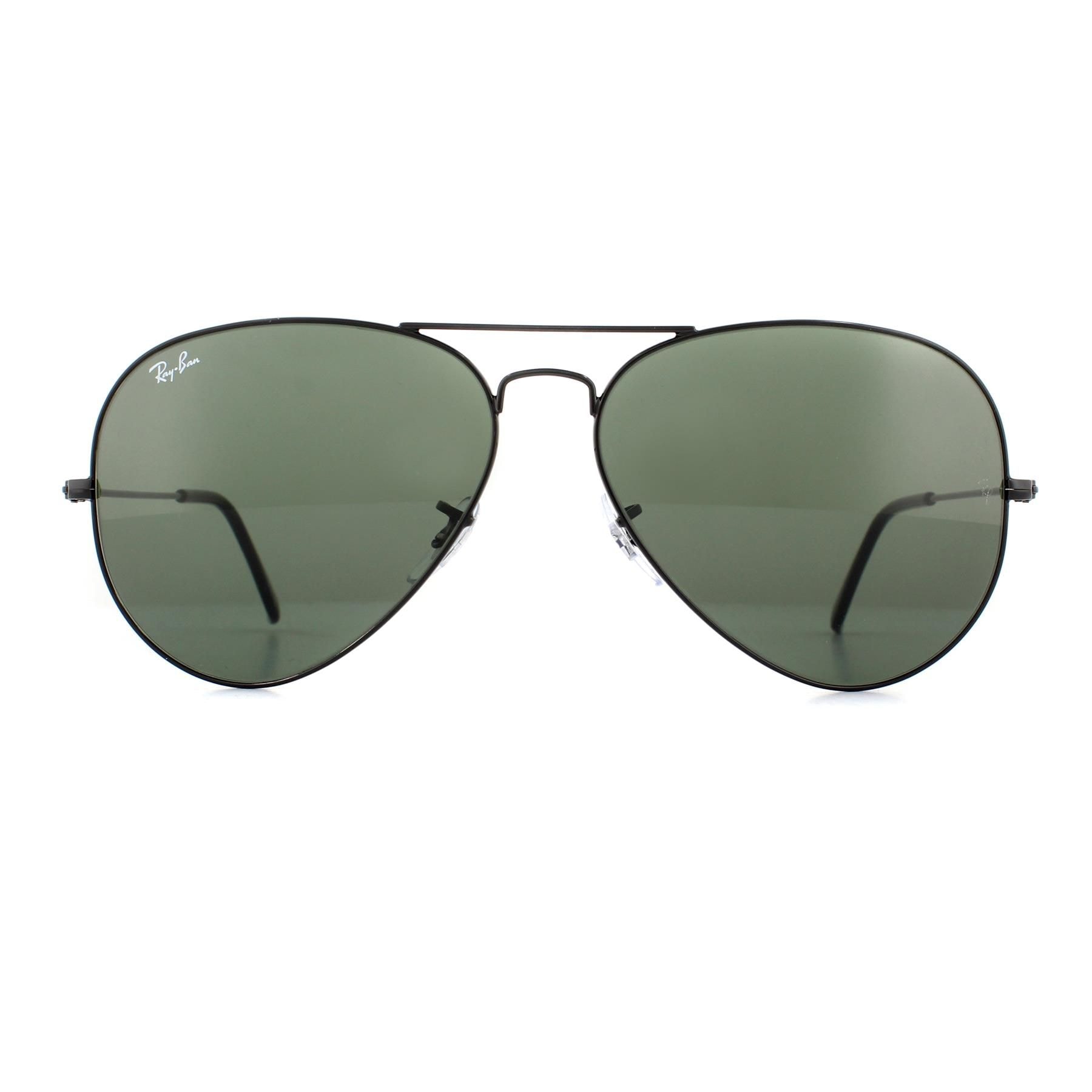 Ray-Ban Aviator Black Green Large Aviator 3026 Sunglasses image 1