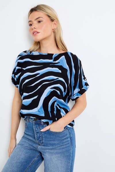 Dorothy Perkins Zebra Printed Roll Sleeve Blouse Zebra