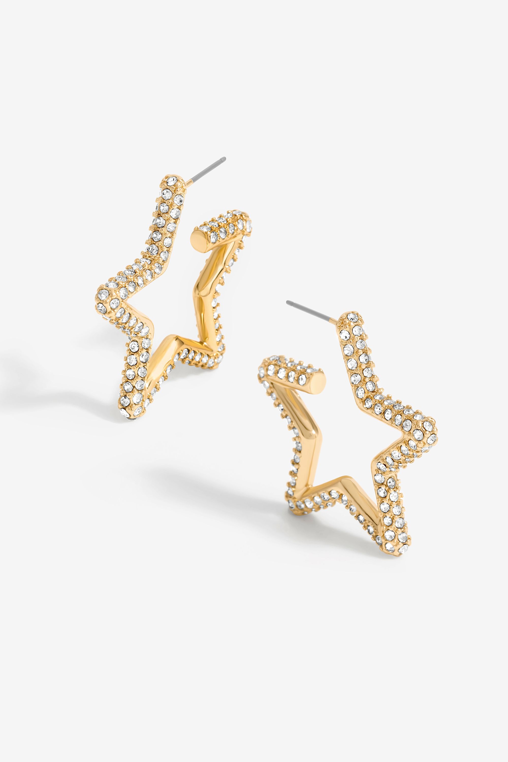 Mood Gold Crystal Star Hoop Earrings