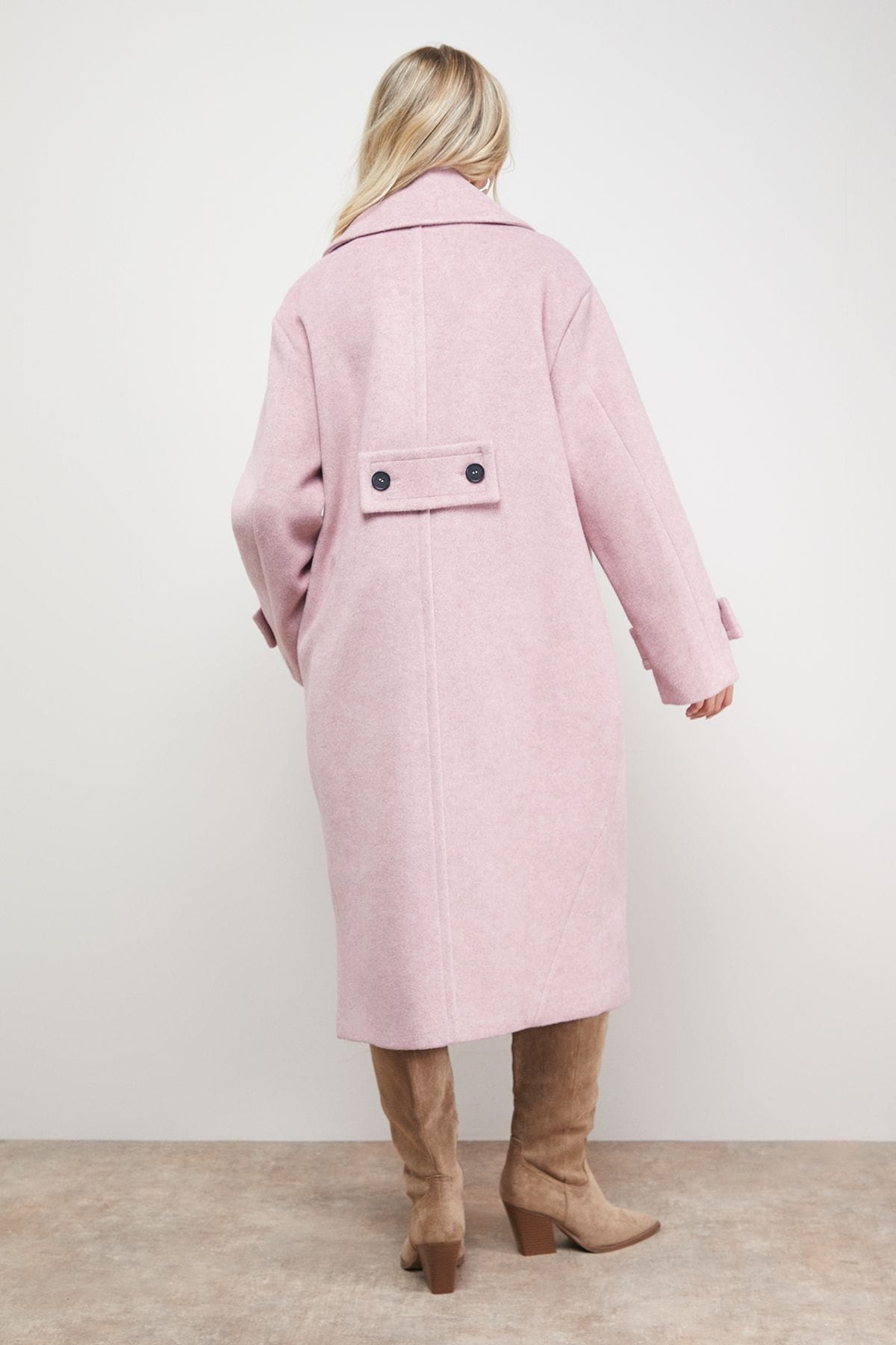 Oasis Brushed Relaxed Reefer Coat Pink image 5