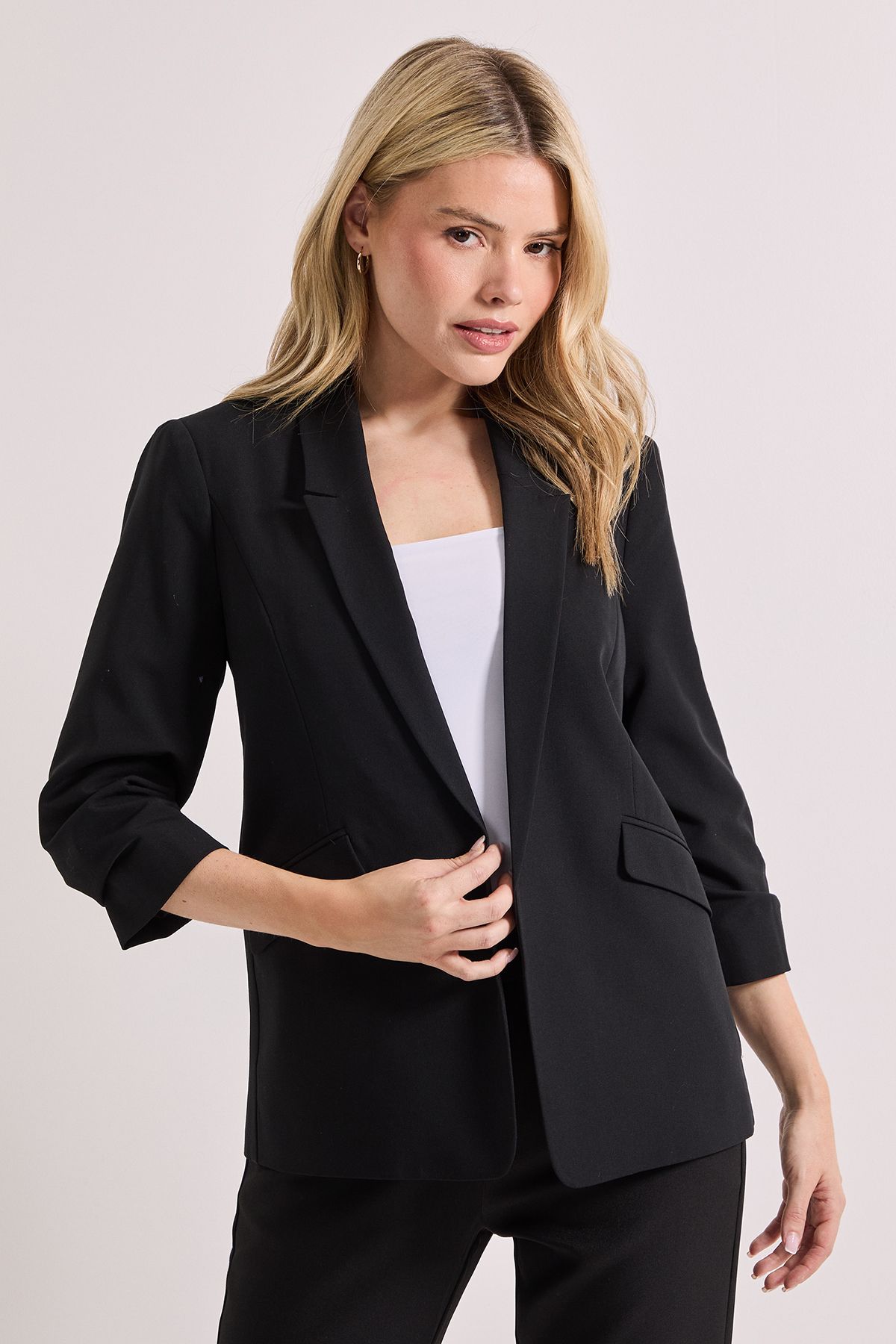 Dorothy Perkins Ruched Sleeve Blazer Black image 4