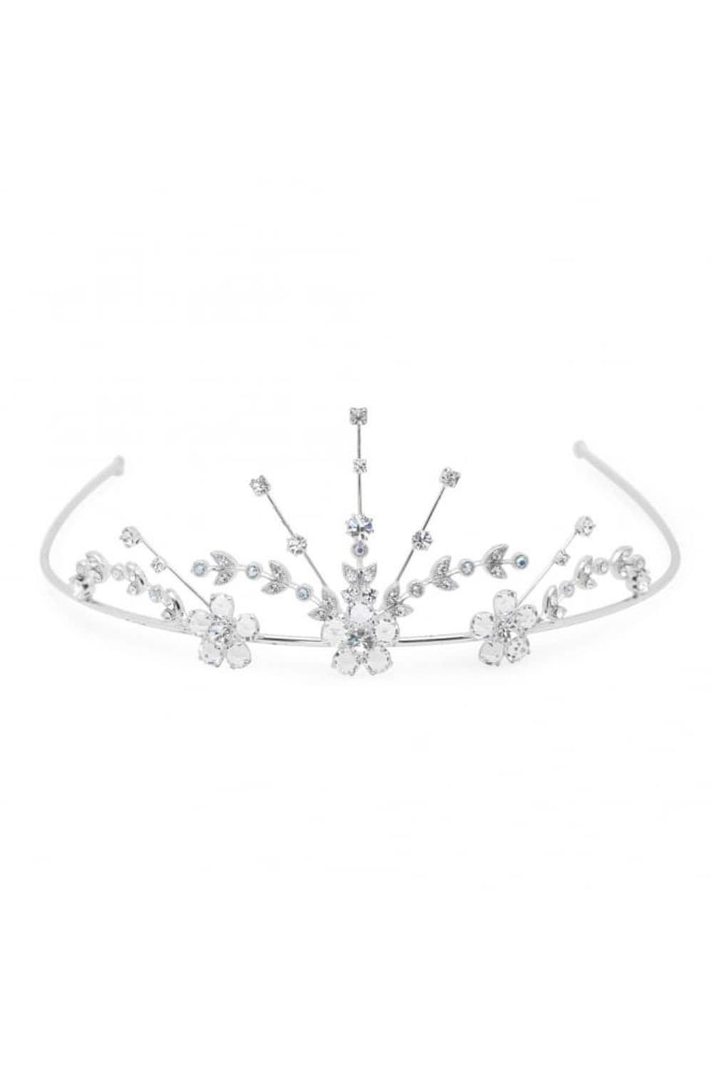 Jon Richard Silver Crystal Flower Statement Tiara - Gift Pouch image 1