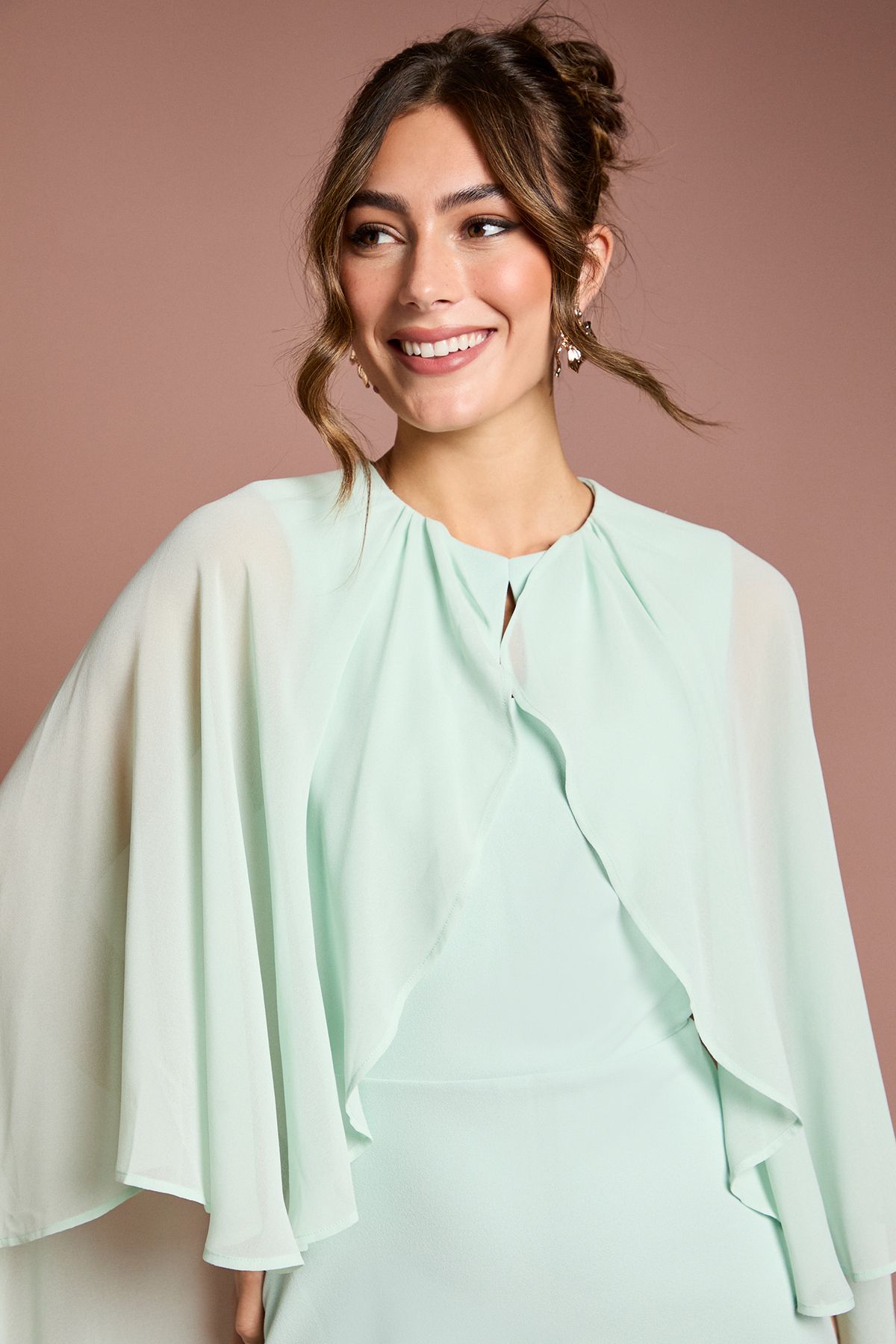 Coast Ruffle Chiffon Cape Crepe Maxi Dress Mint image 4