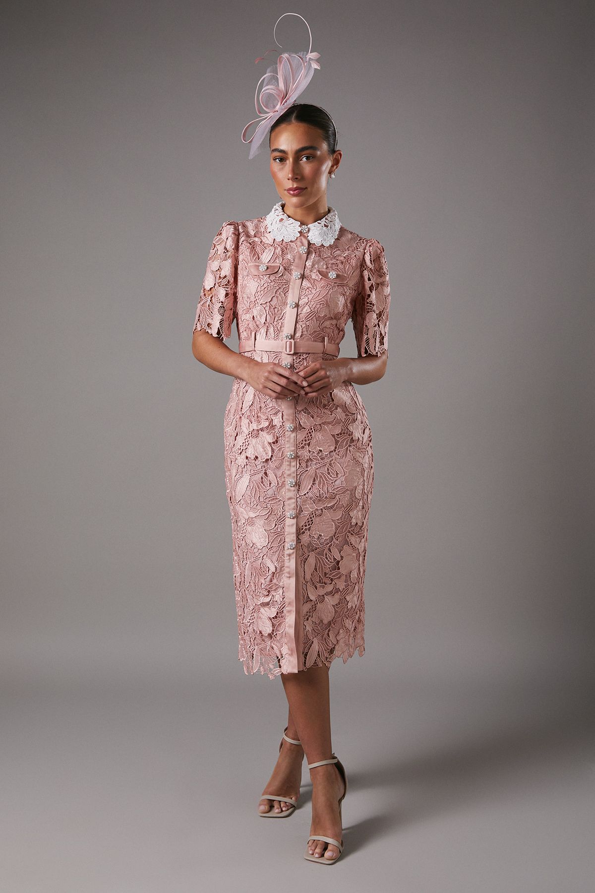 Coast Lace Shirt Dress Contrast Colour Blush image 1