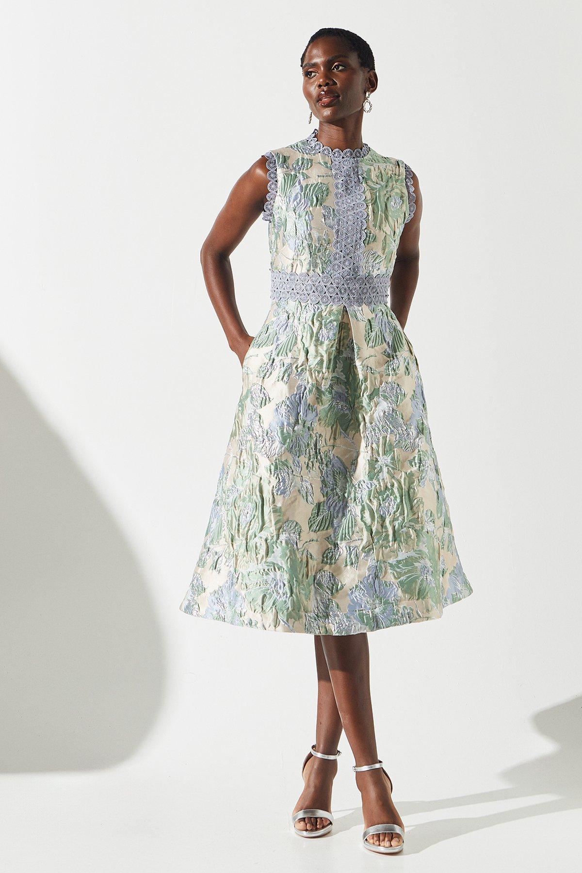 Coast Lace Trim Sleeveless Skater Dress Multi image 1