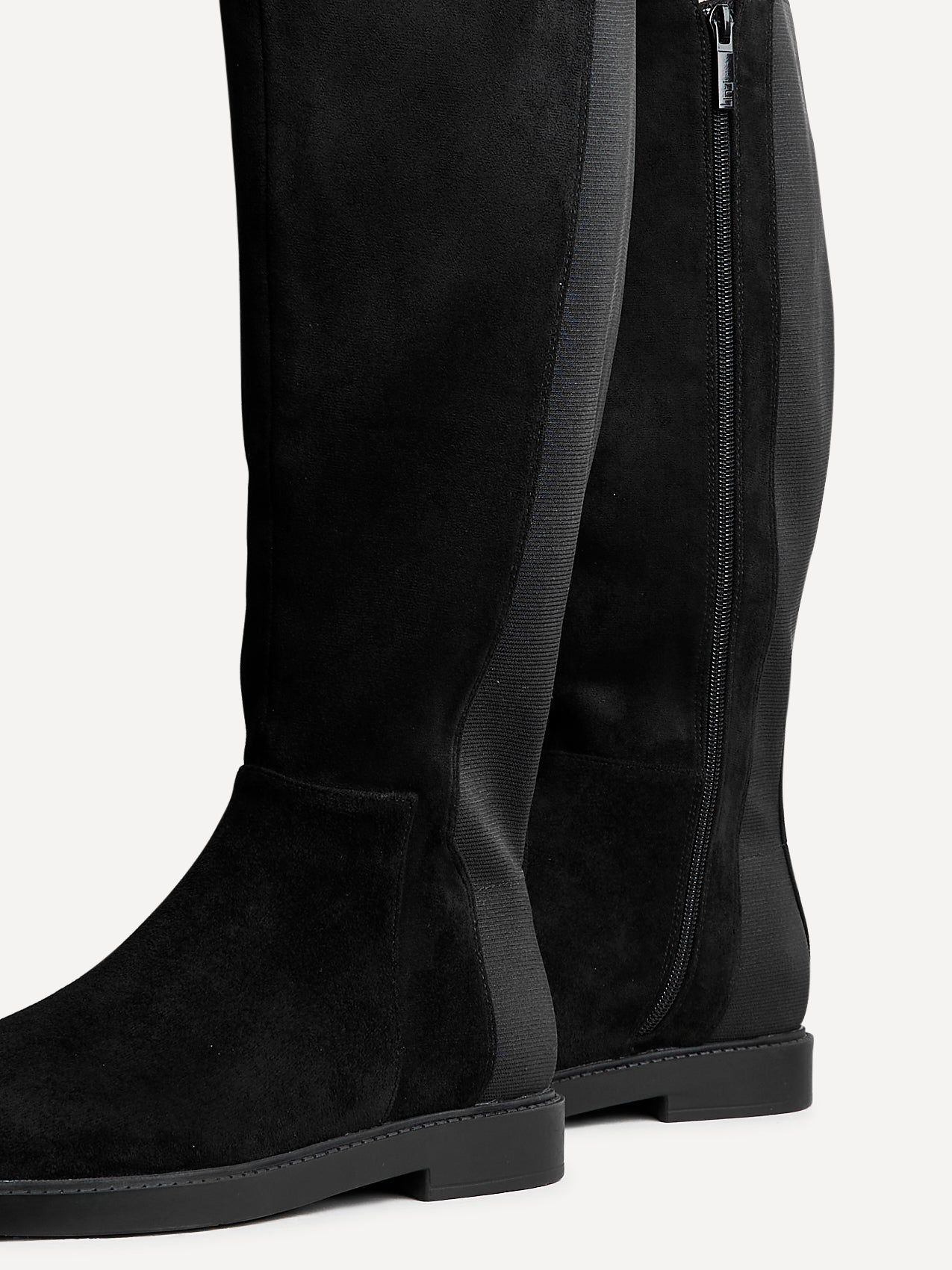 Linzi Steel Wide Fit Black Faux Leather Knee High Stretch Boot image 4