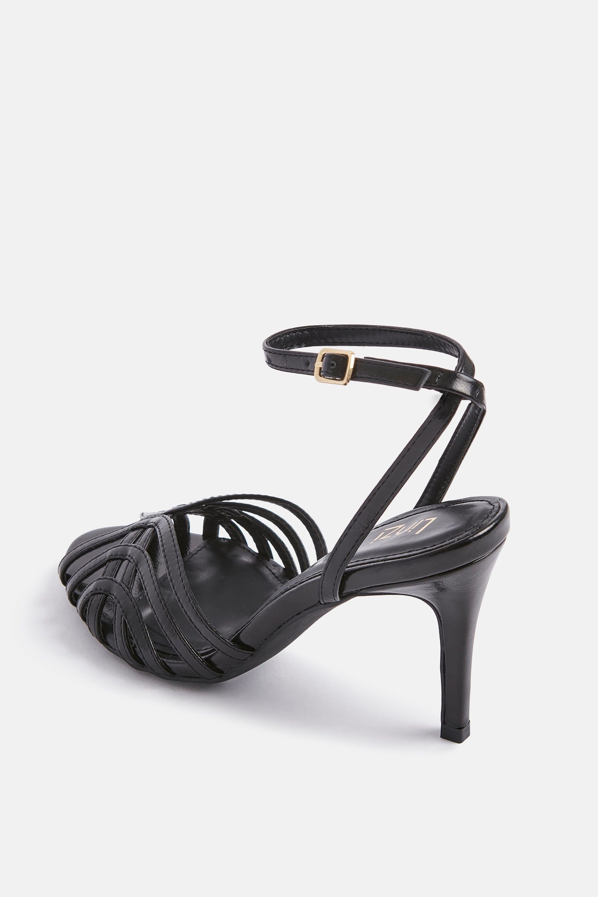 Linzi Eros Black Faux Leather Caged Stiletto Heel image 5