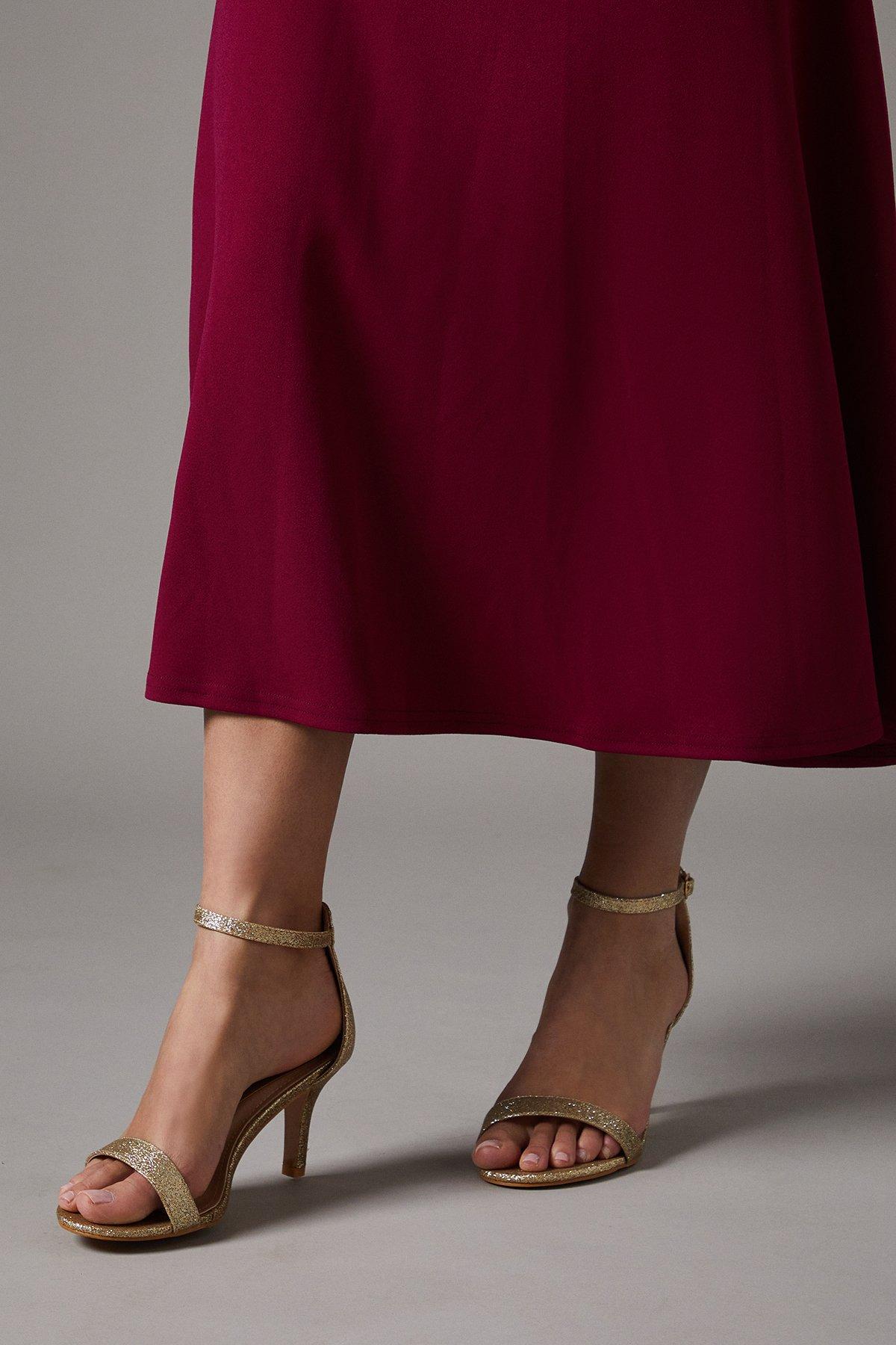 Coast Wide Fit Trinnie Glitter Barely There Stiletto Heeled Sandals Gold image 2