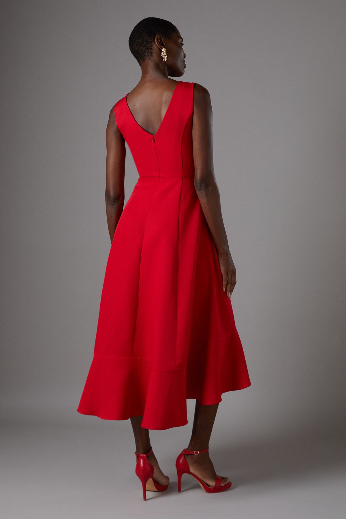Coast Waterfall Crepe Midi Dress Red image 3