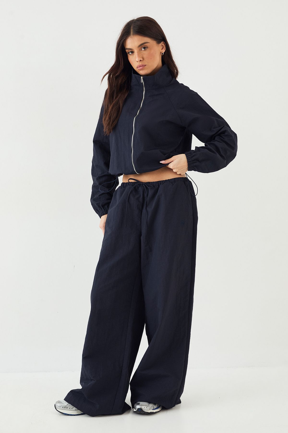 DSGN Studio DSGN Studio Drawstring Waist Wide Leg Trouser Navy image 3