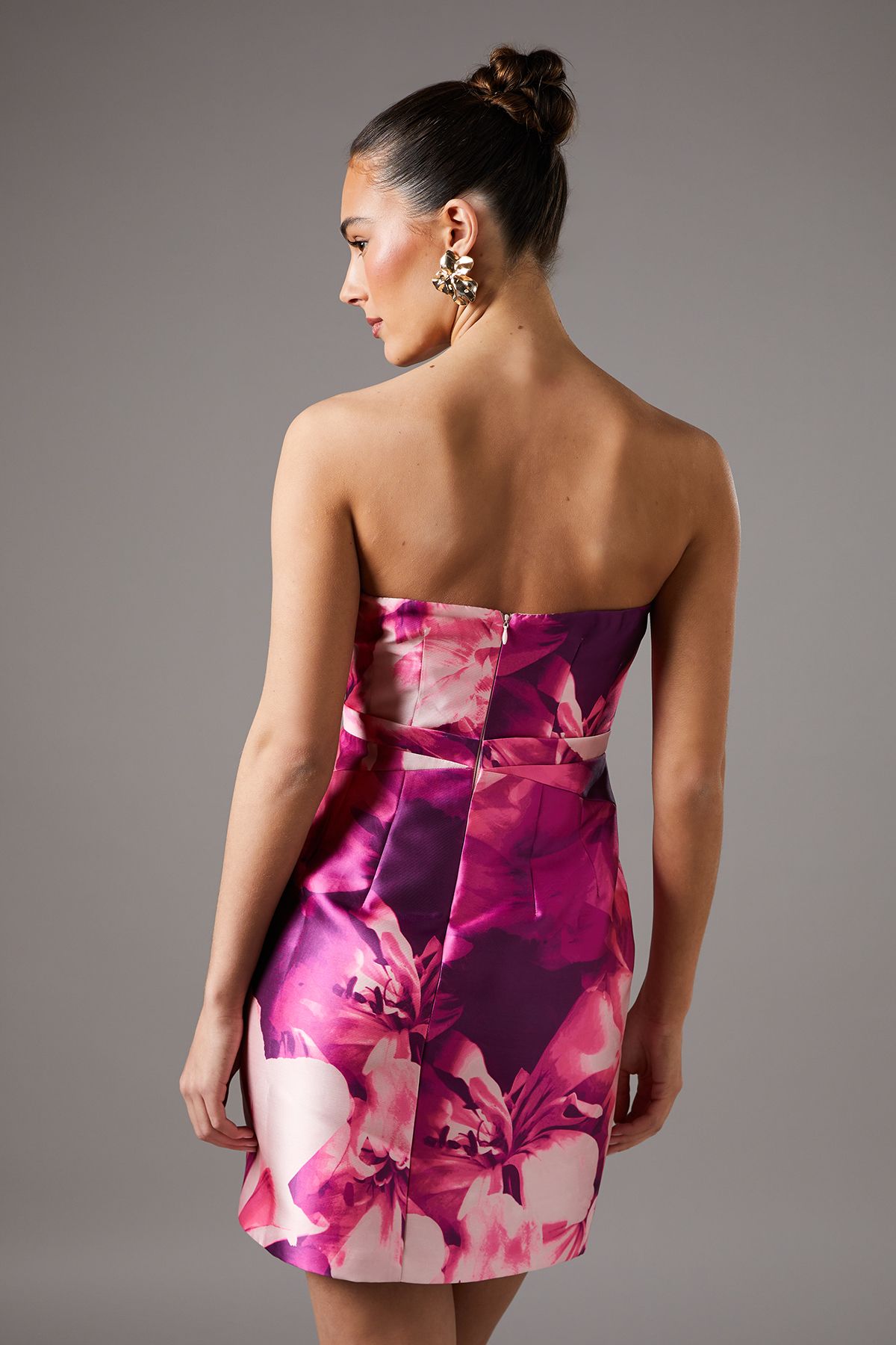 Coast Bandeau Bow Detail Twill Mini Dress Pink image 4