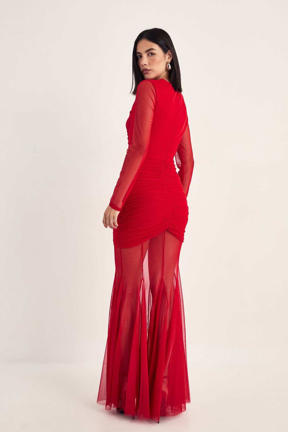 NastyGal Mesh Cut Out Maxi Dress Red image 4