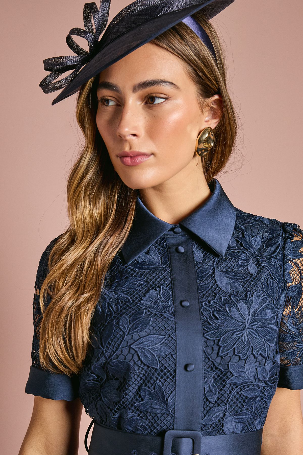 Coast Satin Trim Lace Shirt Midi Dress Dusty Blue image 4