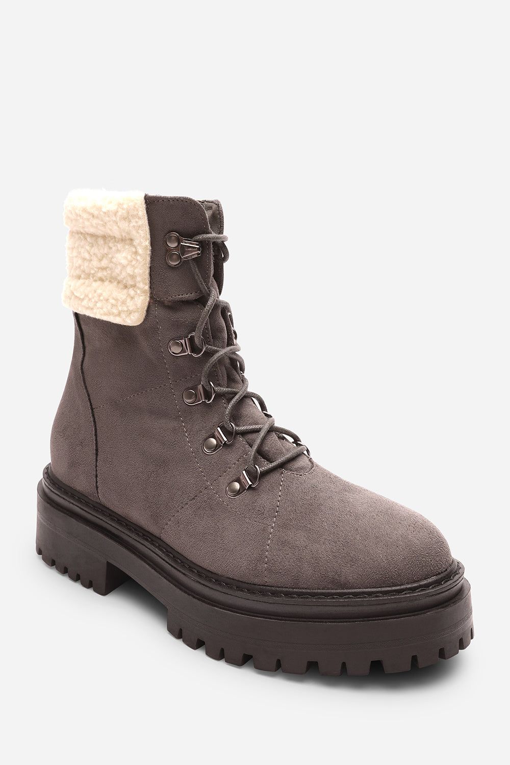 Where's That From 'Alia' Suede Lace-Up Ankle Boots with Faux Fur Lining and Chunky Sole image 3