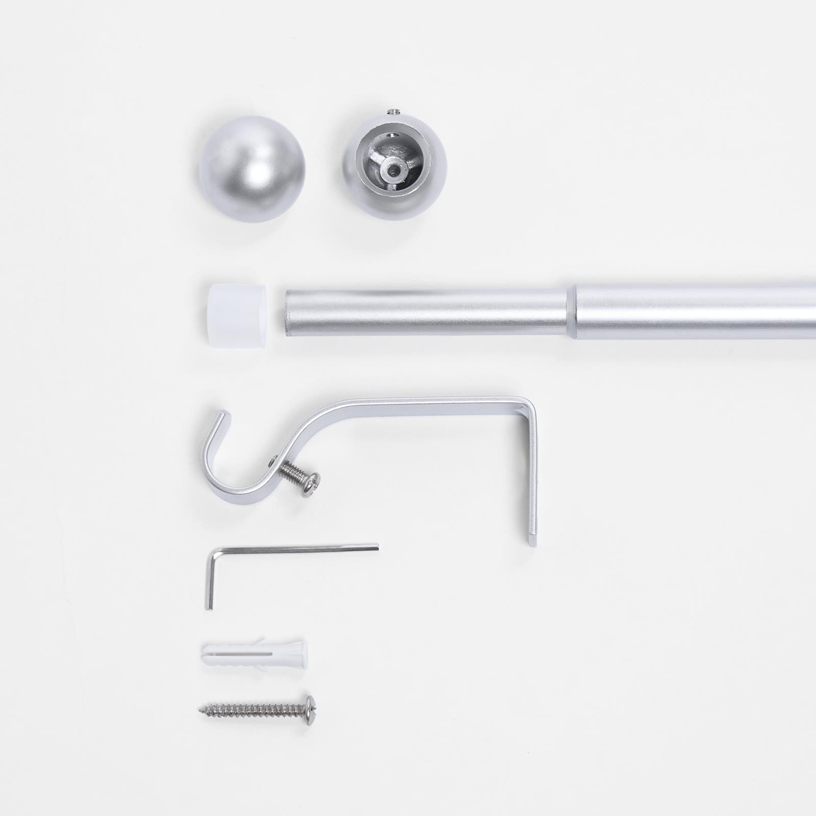 OHS Curtain Pole Extendable 16mm Metal Finnials Ball End Rings Rod Fittings image 4