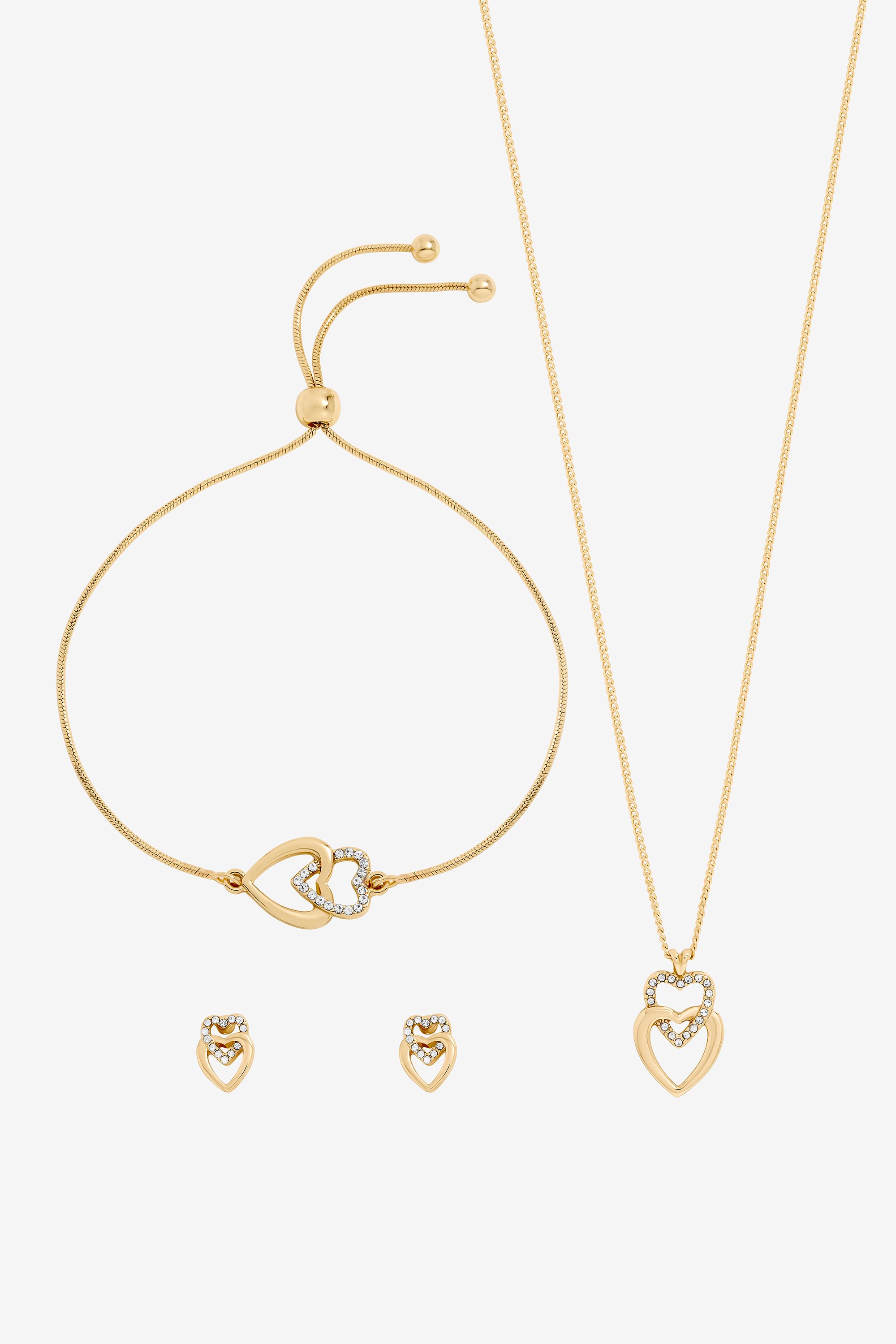 Jon Richard Gold Plated Crystal and Polished Heart Trio Set - Gift Box image 2