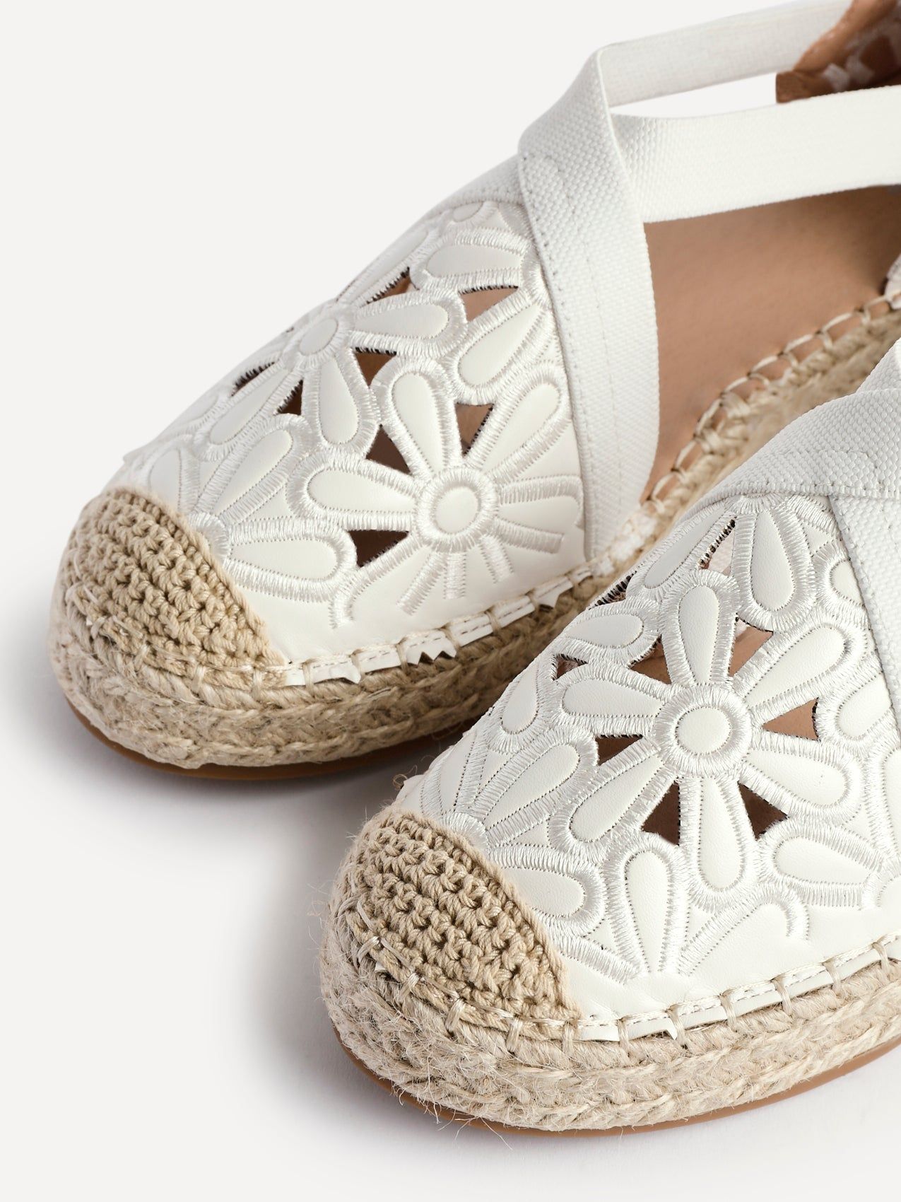 Linzi Jillian White Faux Leather Flower Cut Out Espadrille Sandal image 5