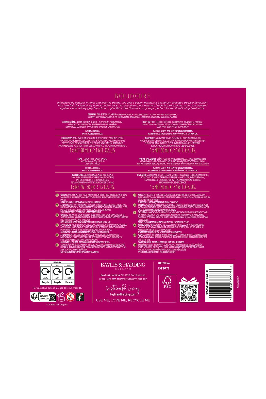 Baylis & Harding Boudoire Luxury Pamper Tin Gift Set Multi image 8