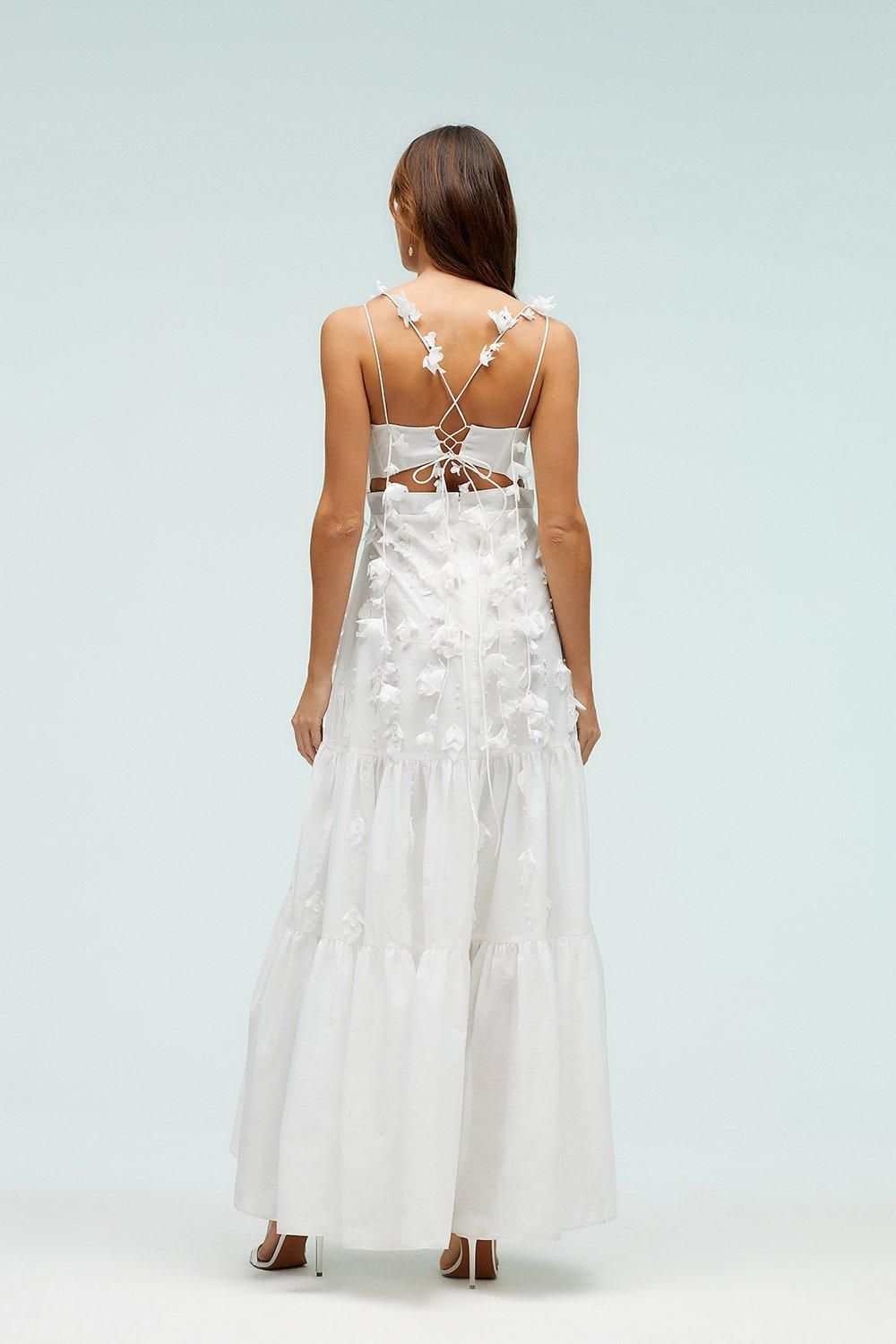 Coast 3d Floral Structured Bodice High Low Dress Ivory image 3