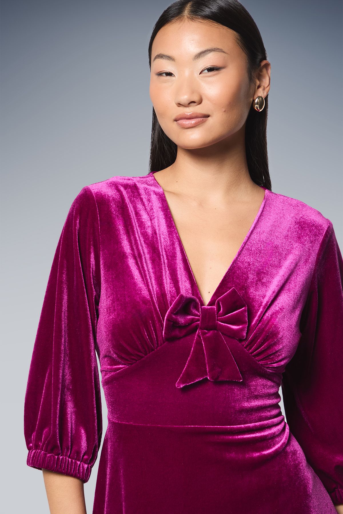 Dorothy Perkins Petite Bow Front Velvet Mini Dress Pink image 4