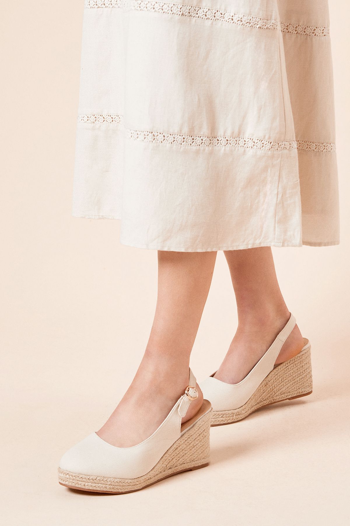 Dorothy Perkins Wide Fit Riya Closed Toe Slingback Espadrille Wedge Sandals Neutral image 1