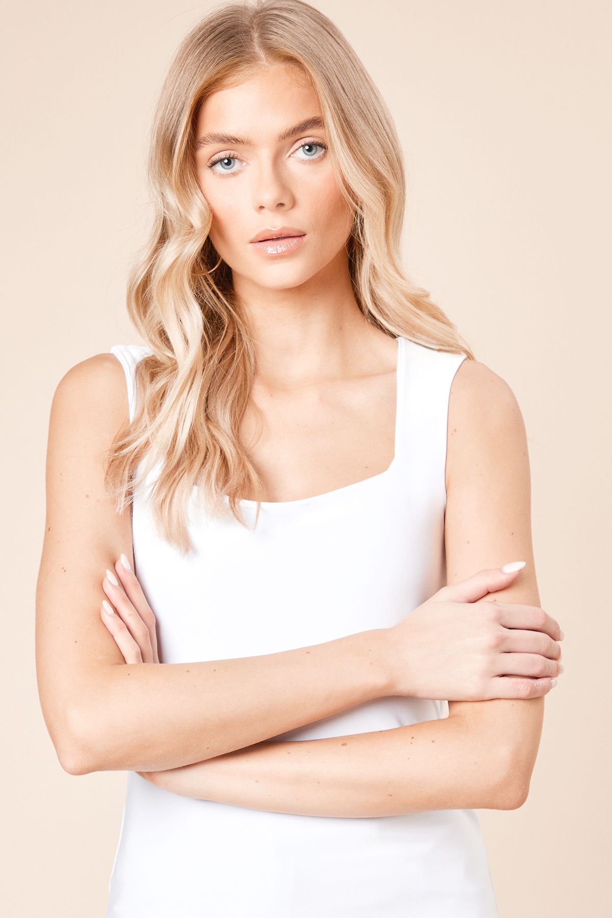 Dorothy Perkins Double Layer Square Neck Vest White image 2