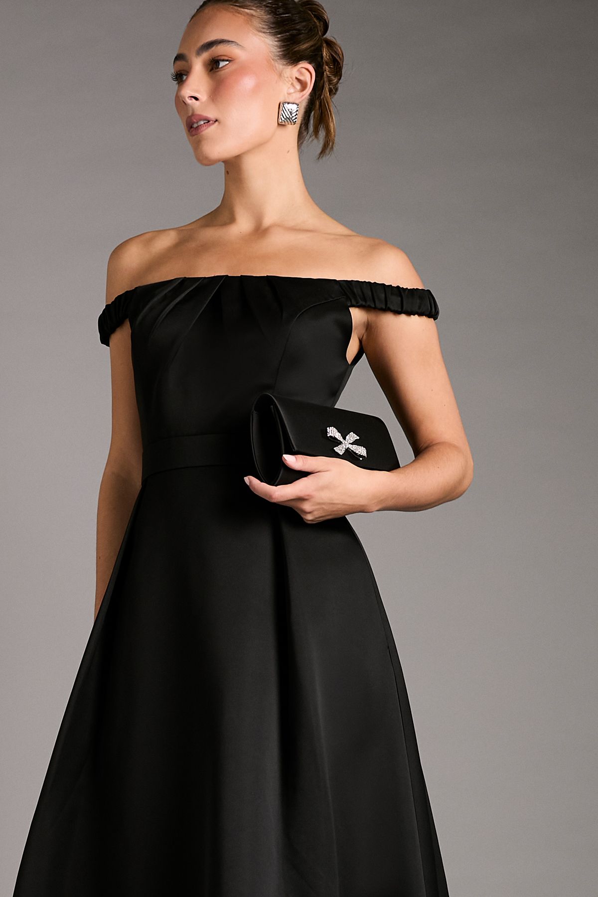 Coast Bardot Fit and Flare Hi Low Hem Maxi Dress Black image 2